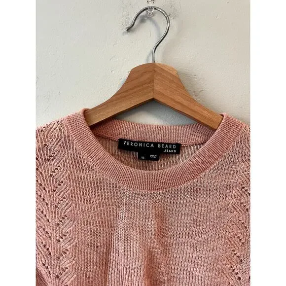 Veronica Beard Dusty Pink Kellen Pointelle Knit Sweater Tank - Picture 3 of 9